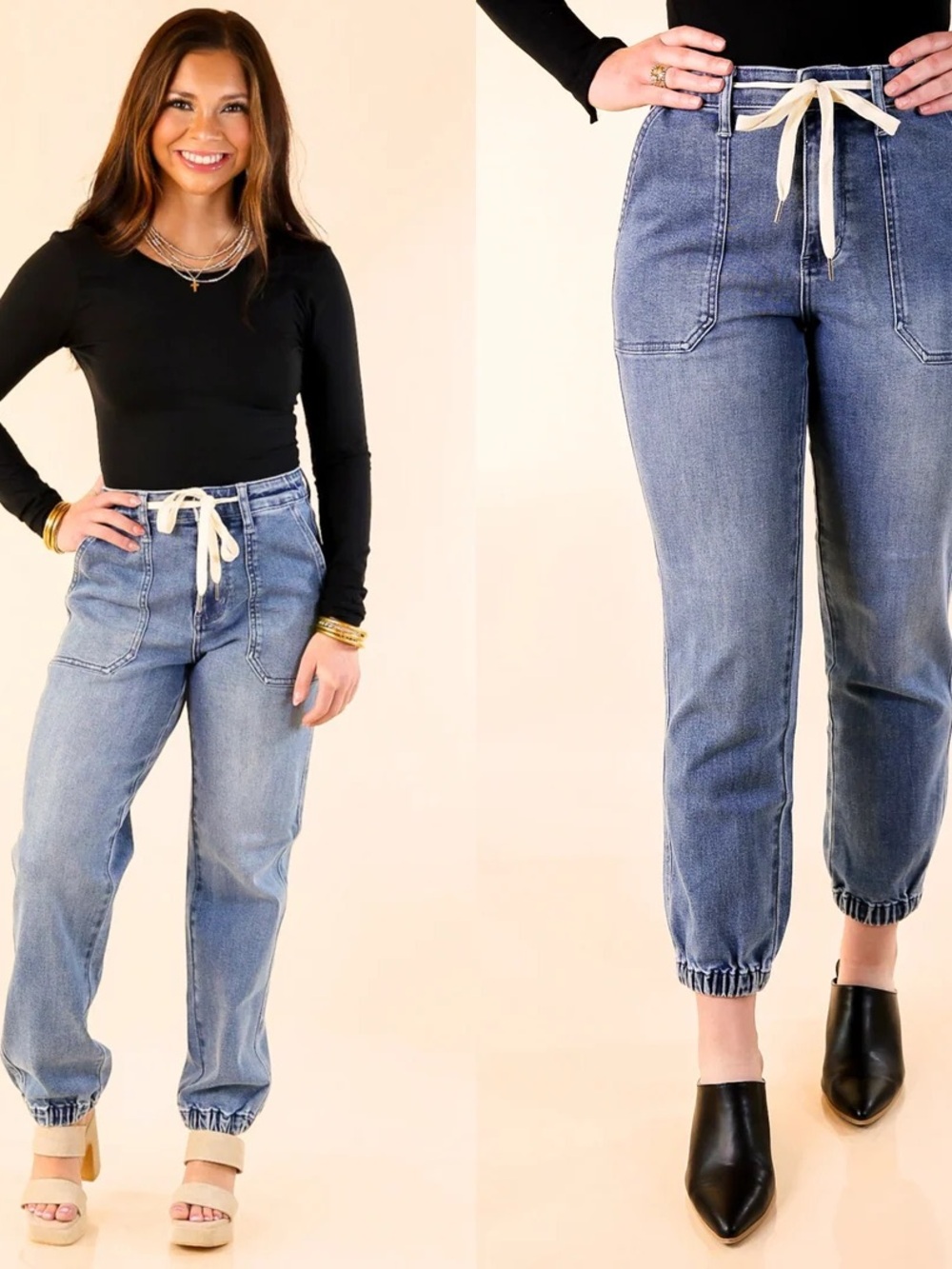 Judy Blue Light Blue Drawstring Jogger Jeans